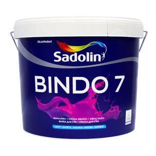 Латексна фарба Sadolin Bindo 7 для стін і стелі біла BW 9л 1375288245 фото