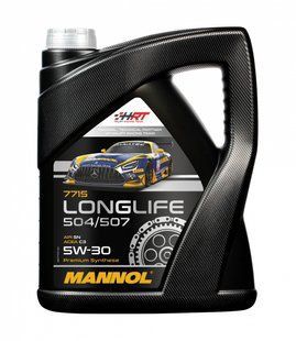 Масло моторне O. Е. М. SAE 5W/30/5л 7715 VW Audi Skoda синтетичне Mannol APISN/CF 504.00/507.00 LONGLIF 7715 фото