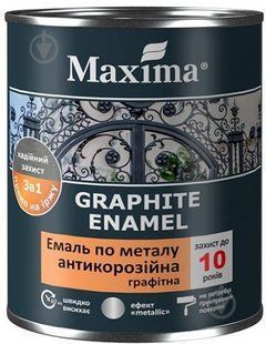 Емаль Maxima антикорозійна для металу 3 в 1 графітова чорний глянець 0,75 кг 1203197423 фото